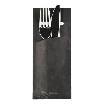 Papstar Bestecktaschen 8,5 x 20 cm mit Serviette, 520 Stück schwarz, 8.5 cm
