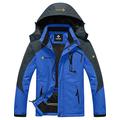 GEMYSE Men's Mountain Waterproof Ski Jacket Windproof Fleece Outdoor Winter Coat with Hood (Blue Grey,S)