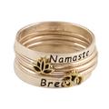 Peaceful Greetings,'5 Stackable Sterling Silver Rings Namaste and Breathe'