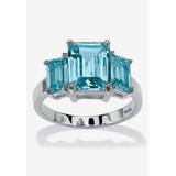 Women's Sterling Silver 3 Square Simulated Birthstone Ring by PalmBeach Jewelry in December (Size 6)