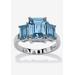 Women's Sterling Silver 3 Square Simulated Birthstone Ring by PalmBeach Jewelry in March (Size 10)