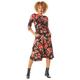 Roman Originals Women Fit and Flare Floral Print Midi Dress - Ladies Everyday Smart Casual Work Office Round Neck 3/4 Sleeve Gathered Waist Stretch Jersey A-Line Day Dress - Red - Size 14