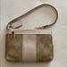 Coach Bags | Coach Beige Gold Compact Wristlet | Color: Cream/Tan | Size: 6” X 4”