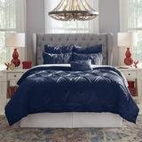 House of Hampton® Palethorp Cotton Reversible Comforter Set Polyester/Polyfill/Cotton in Blue | Full Comforter+4 Shams+Throw Pillow | Wayfair