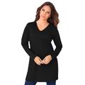 Plus Size Women's Long-Sleeve V-Neck Ultimate Tunic by Roaman's in Black (Size 4X) Long Shirt