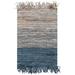White 36 x 0.39 in Indoor Area Rug - Rosecliff Heights Grund Hand Braided Blue/Gray Area Rug Leather | 36 W x 0.39 D in | Wayfair