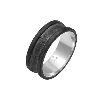 KUZZOI Bandring Breit Oxidiert Casual 925 Silber 64 Herren Image
