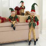 38"H Posable Christmas Elf by BrylaneHome in Red Green Gold Figurine