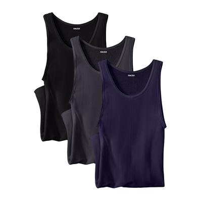 Men's Big & Tall Ribbed Cotton Tank Undershirt, 3-Pack by KingSize in Assorted Basic (Size 4XL)