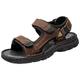 Mens Sandals Leather Open-Toe Breathable Outdoor Non-Slip Hiking Sport Soft Cushioned Footbed Summer Casual Beach Shoes Brown 10 UK