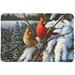 The Holiday Aisle® Odling Winter Cardinal Memory Foam Bath Mat Polyester/Memory Foam in Brown/Gray | Wayfair E69B1884FD5D4390A61E5E8171D371E9