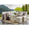 Highland Dunes Pangkal Pinang 6 Pc All-Weather Outdoor Dining Set w/ Sofa, Loveseat, Cocktail Table And 2 Stools Wicker/Rattan in Brown | Wayfair