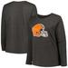 Women's Fanatics Branded Charcoal Cleveland Browns Plus Size Primary Logo Long Sleeve T-Shirt