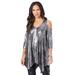 Plus Size Women's Metallic Cold-Shoulder Tunic by Roaman's in Gunmetal (Size 22/24) Long Shirt