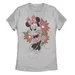 Juniors' Disney's Minnie Mouse Holiday Floral Christmas Portrait Tee, Girl's, Size: XXL, Grey