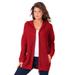 Plus Size Women's Classic-Length Thermal Hoodie by Roaman's in Vivid Red (Size M) Zip Up Sweater