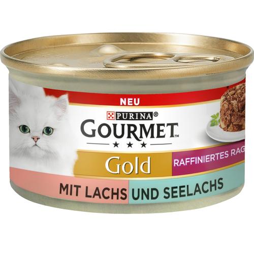 24 x 85 g Gourmet Gold Raffiniertes Ragout - Lachs und Seelachs