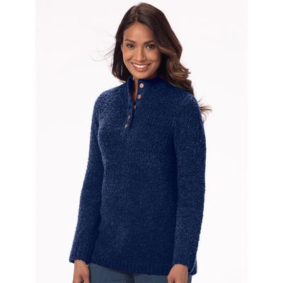 Appleseeds Women's Cuddle Boucle Pullover Sweater - Blue - 3X - Womens
