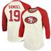 Men's Majestic Threads Deebo Samuel Cream/Scarlet San Francisco 49ers Vintage Player Name & Number 3/4-Sleeve Fitted T-Shirt