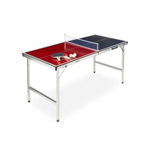 Klappbare Tischtennisplatte mit Zubehör rot-kombi