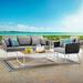 Modway Stance 3 Piece Outdoor Patio Aluminum Sectional Sofa Set in White Wood/Metal in Gray | 31.5 H x 75.5 W x 32 D in | Wayfair