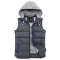 ZSHOW Men's Lightweight Winter Gilets Outdoor Windproof Vest Cotton Padded Gilets Hooded Sleeveless Vest Grey L