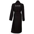 aztex Personalised Polycotton White Shawl Collar Waffle Dressing Gown, French Navy Robe with Slate Piping, Medium (Back of Robe)