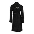 aztex Personalised 100% Natural Cotton Shawl Collar Unisex Dressing Gown, Towelling Bath Robe, 550gsm (Back of Robe) - Black, Medium