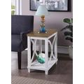 Florence Chairside Table in Driftwood Top / White Frame Finish - Convenience Concepts 602045WDFTW