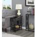 Town Square Flip Top End Table w/ Charging Station in Weathered Gray / Black Finish - Convenience Concepts 167859WGYBL