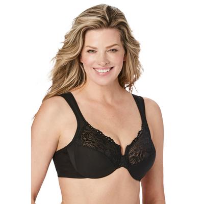 Plus Size Women's Back Close Wonderwire Bra by Glamorise in Black (Size 48 G)