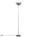 MiniSun Modern Brushed Chrome Uplighter Floor Lamp with a Bowl Shaped Shade - Complete with a 6w LED GLS Bulb [3000K Warm White]