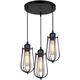 Retro 3*E27 Geometry Pendant Lighting Ceiling Lamp Industrial Lights,Metal Cube Cage Lamp Shade Black Hanging Light Fixture Simple Style Pendant Lights for Indoor House Lighting (G)