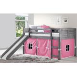 Louver Antique Grey Low Twin Loft w/ Pink Tent & Slide - Donco 790-AAG_750C-TP_785-AG