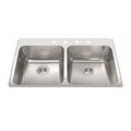 Kindred Stainless Steel 33" L x 22" W Double Basin Drop-in Kitchen Sink Stainless Steel in Gray | 8 H x 33.38 W x 22 D in | Wayfair QDLA2233-8-4N