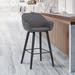 George Oliver Allport Mid-century Counter or Bar Height Bar Stool w/ Arms & Footrest in Faux Leather | 36 H x 28 W x 21 D in | Wayfair