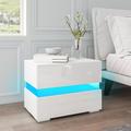 Wade Logan® Montenegro 2 - Drawer Nightstand w/ RGB LED Lights Wood in White | 18 H x 24 W x 15 D in | Wayfair B8574D0597804D4FB5F598BD2429B3DF