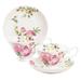 Grace's Tea Ware Climbing Rose Bone China Teacup & Saucer Bone China/Ceramic in Pink/White | 2.75 H in | Wayfair S18321T-4/2