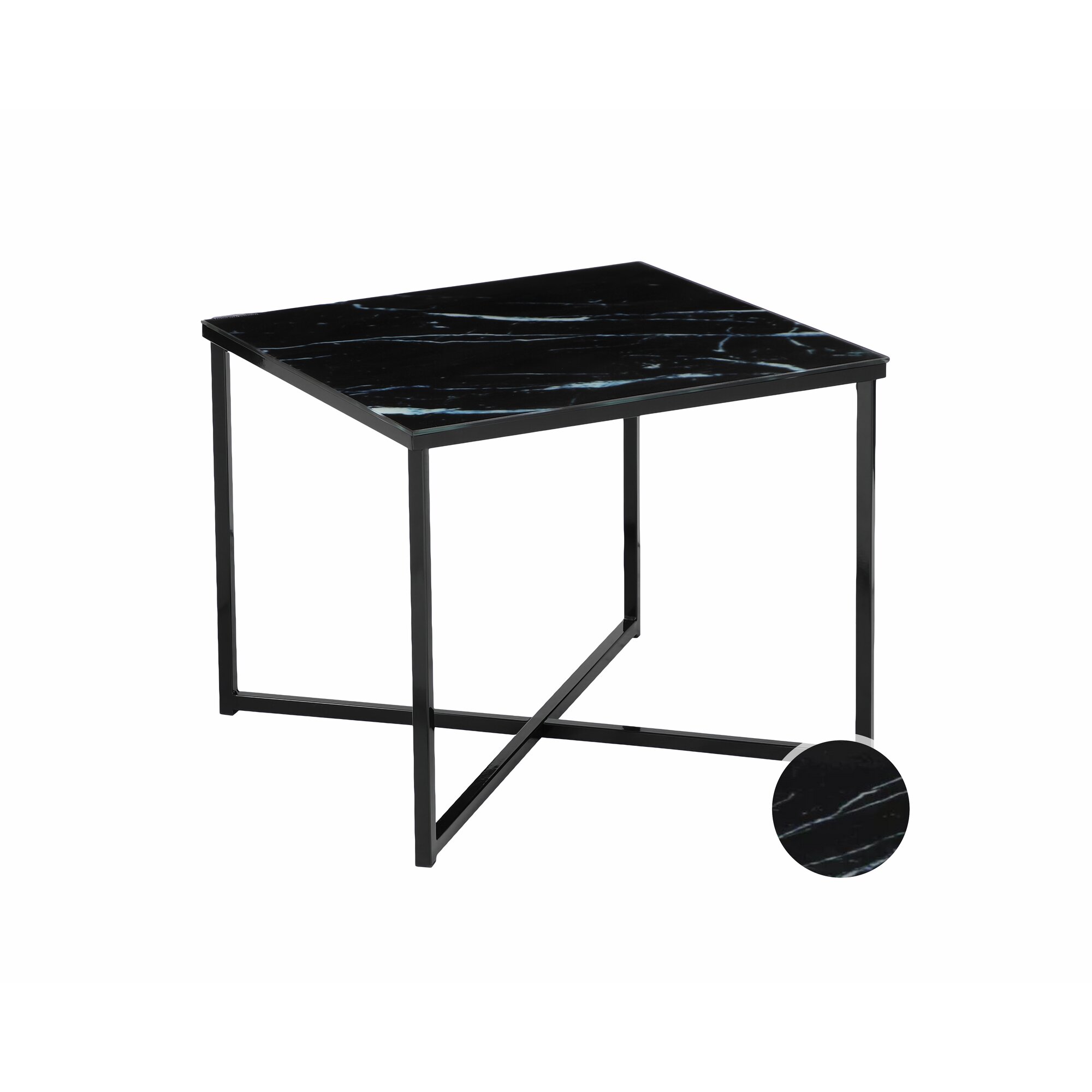 SalesFever »Marmara« Beistelltisch Marmor-Optik schwarz 50 x 42 x 50 cm