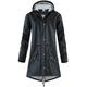 SWAMPLAND PU Lined Raincoat Women Warm Rainjacket Waterproof Trench Coat with Hood Winter Rainwear Ladies Windbreaker Black Gr.M