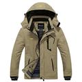 Wantdo Men's Warm Winter Jacket Mountain Ski Jacket Thermal Fleece Coat Outdoor Hooded Waterproof Jackets Khaki L