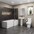 Affine Modern Bathroom Suite 1600mm Right Hand L Shaped Bath Screen Toilet Basin & Pedestal