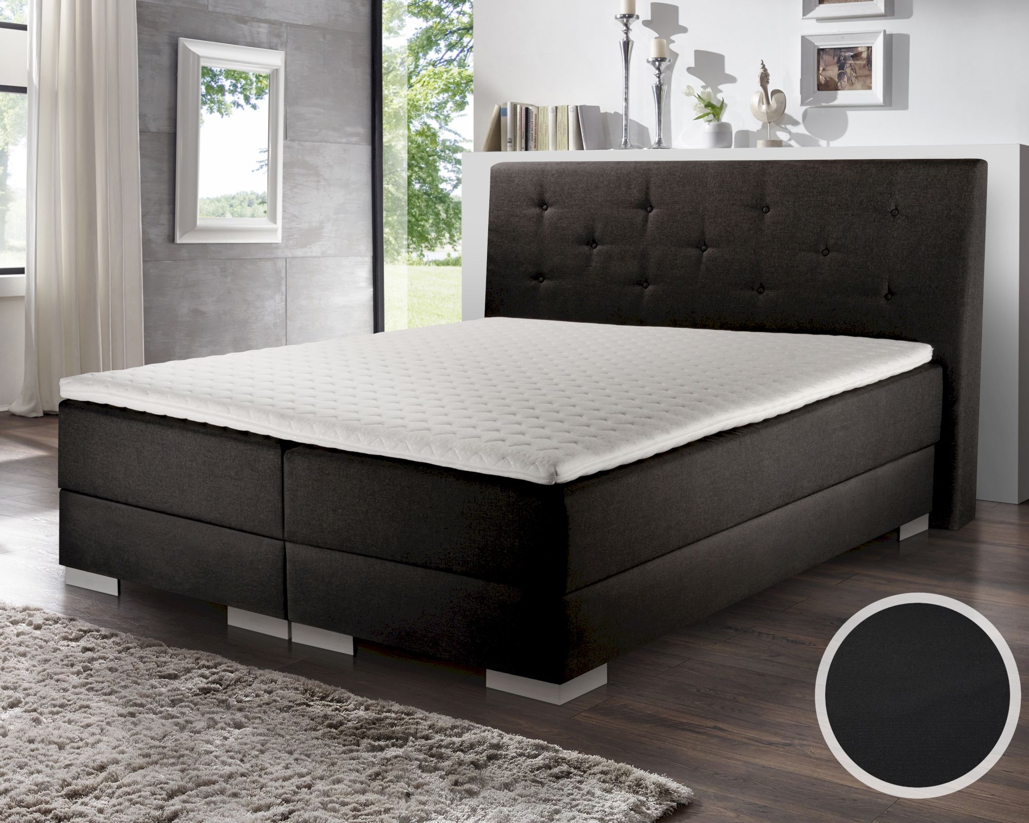 Winkle »Alberta« Boxspringbett 120x200 cm / 9417 schwarz / H3