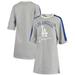 "Women's G-III 4Her by Carl Banks Heathered Gray Los Angeles Dodgers Turnover 3/4-Sleeve Tee Dress"