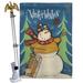 Breeze Decor Impressions Decorative Wishes Snowman 2-Sided Polyester 40 x 28 in. Flag Set in Blue/Green | 40 H x 28 W x 4 D in | Wayfair