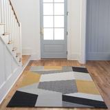 Black/Gray 52 x 0.45 in Area Rug - Wade Logan® Passion Abstract Yellow/Black/Gray/Cream Area Rug Polypropylene | 52 W x 0.45 D in | Wayfair