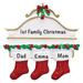 The Holiday Aisle® Stockings Family of 3 Holiday Shaped Ornament Plastic in Red/White | 4.25 H x 4.25 W x 0.5 D in | Wayfair