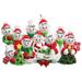 The Holiday Aisle® Snowman Family of 10 Hanging Figurine Ornament Plastic in Green/Red | 4.5 H x 6.25 W x 0.5 D in | Wayfair