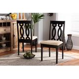 Baxton Studio Cherese Modern Sand Fabric & Dark Brown Finished Wood 2-PC Dining Chair Set - Wholesale Interiors RH334C-Sand-Dark-Brown-DC-2PK