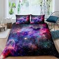 Loussiesd Galaxy Duvet Cover Starry Sky Bedding Set Purple Blue Outer Space Comforter Cover for Girls Children Teens Women Chic Milky Way Bedroom Decor Bedspread Cover King Size with 2 Pillow Case